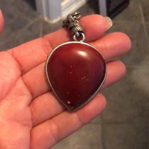 Lucky Brand red teardrop stone statement Necklace